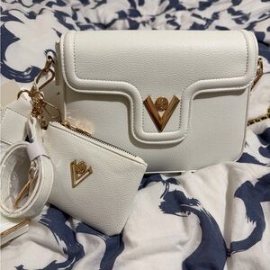 Valentino Orlandi White Crossbody Bag with coin pouch